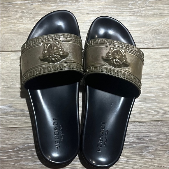 Versace Black and Gold Medusa Slides - Picture 2 of 3